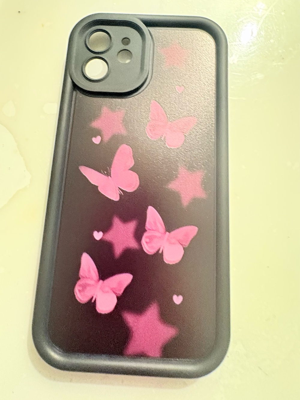 Black Pink Butterfly Star Pattern
Printed Back Case Cover for
Apple iPhone 12